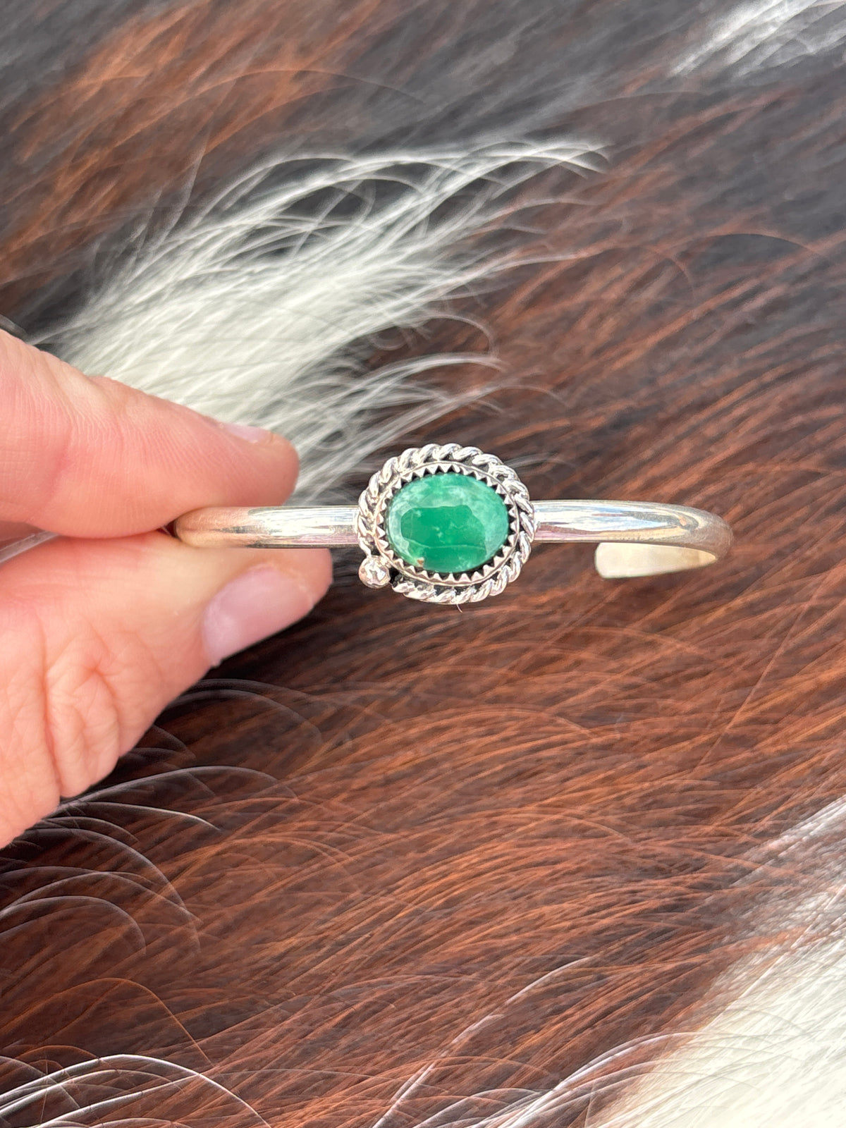 Native American, Handmade, Turquoise & Sterling Silver Baby/Children’s Cuff