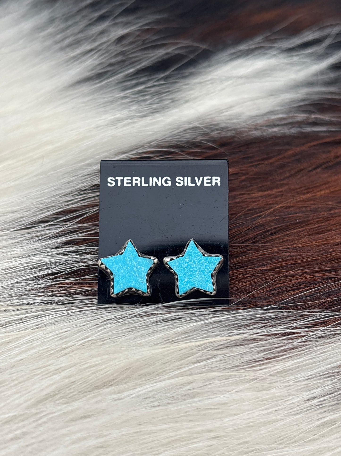 Native Made, Turquoise & Sterling Silver Star Earrings