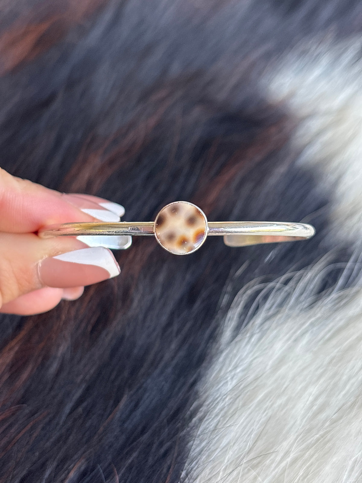 Native American, Handmade, Cowrie & Sterling Silver Cuff #2