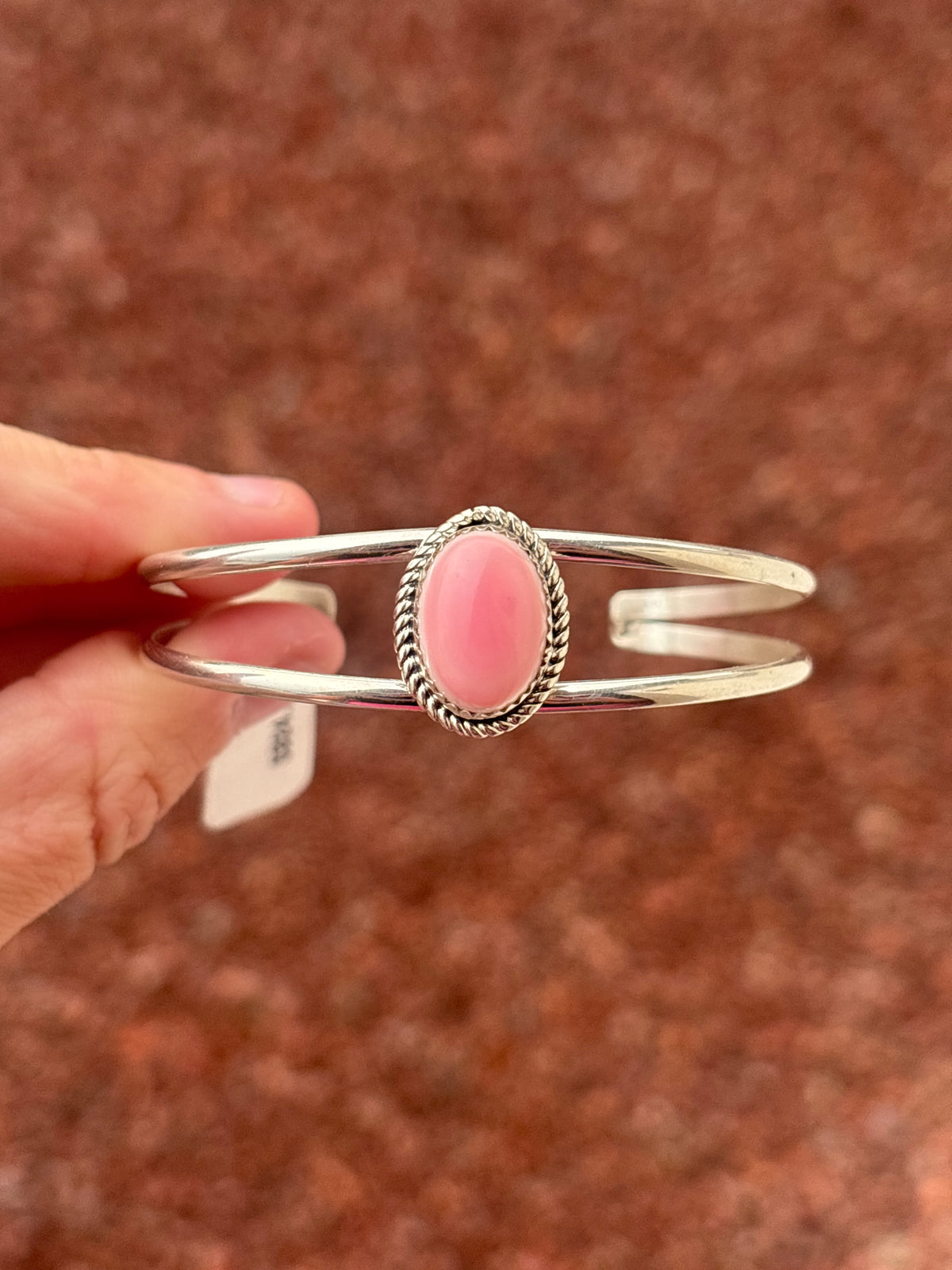 Native American, Handmade, Pink Conch & Sterling Silver Cuff