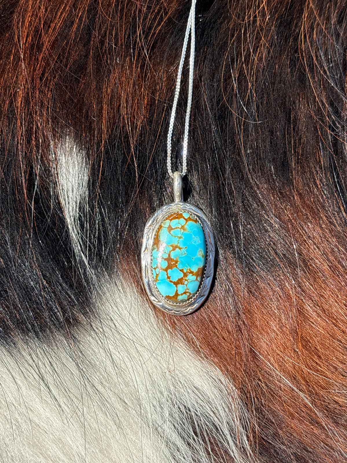 Native American, Hand-Made, #8 Turquoise & Sterling Silver Necklace