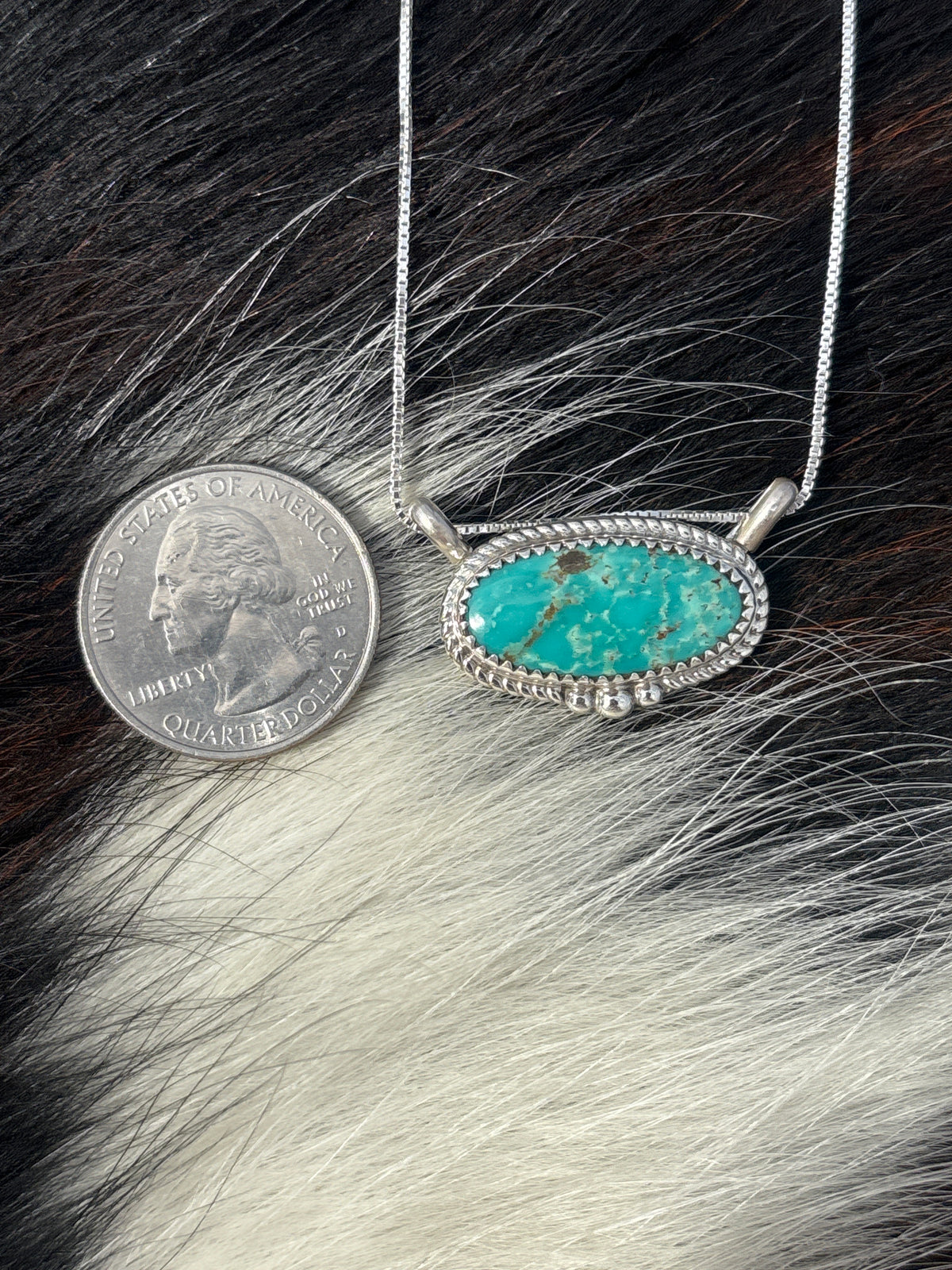 Native American, Hand-Made, Turquoise & Sterling Silver Necklace
