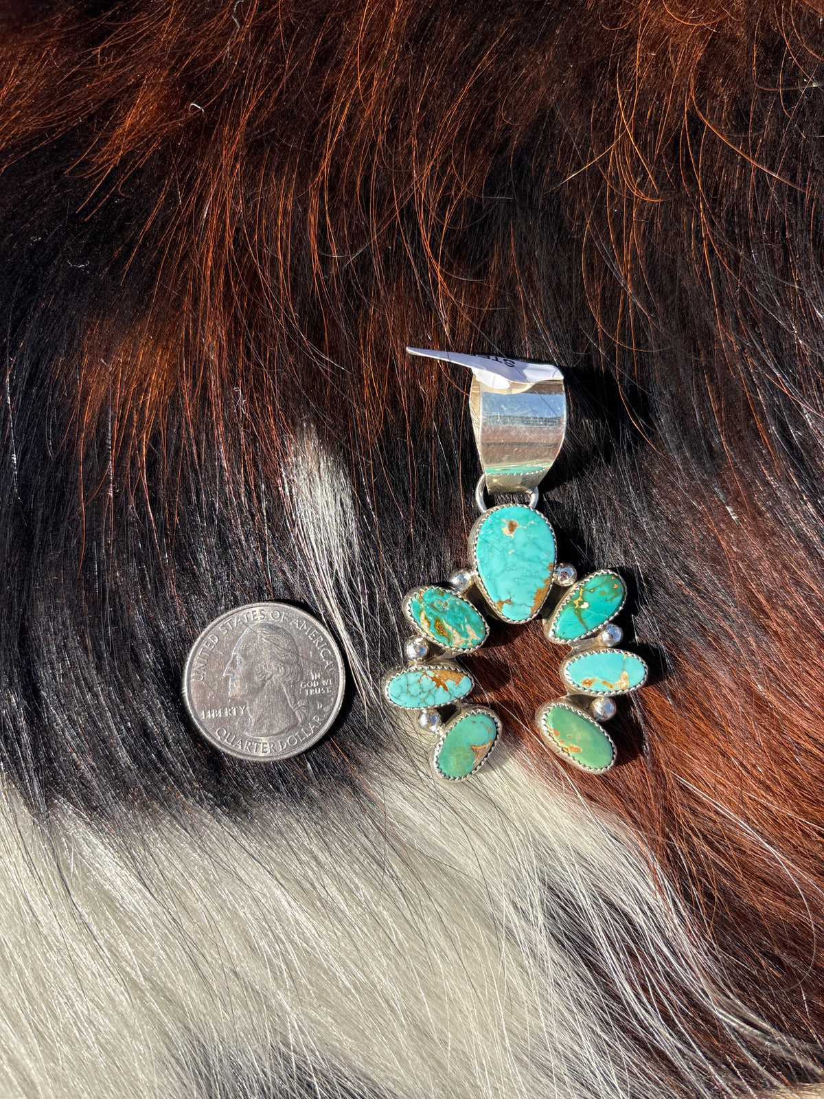 Native American, Hand-Made, Royston Turquoise & Sterling Silver Naja Pendant