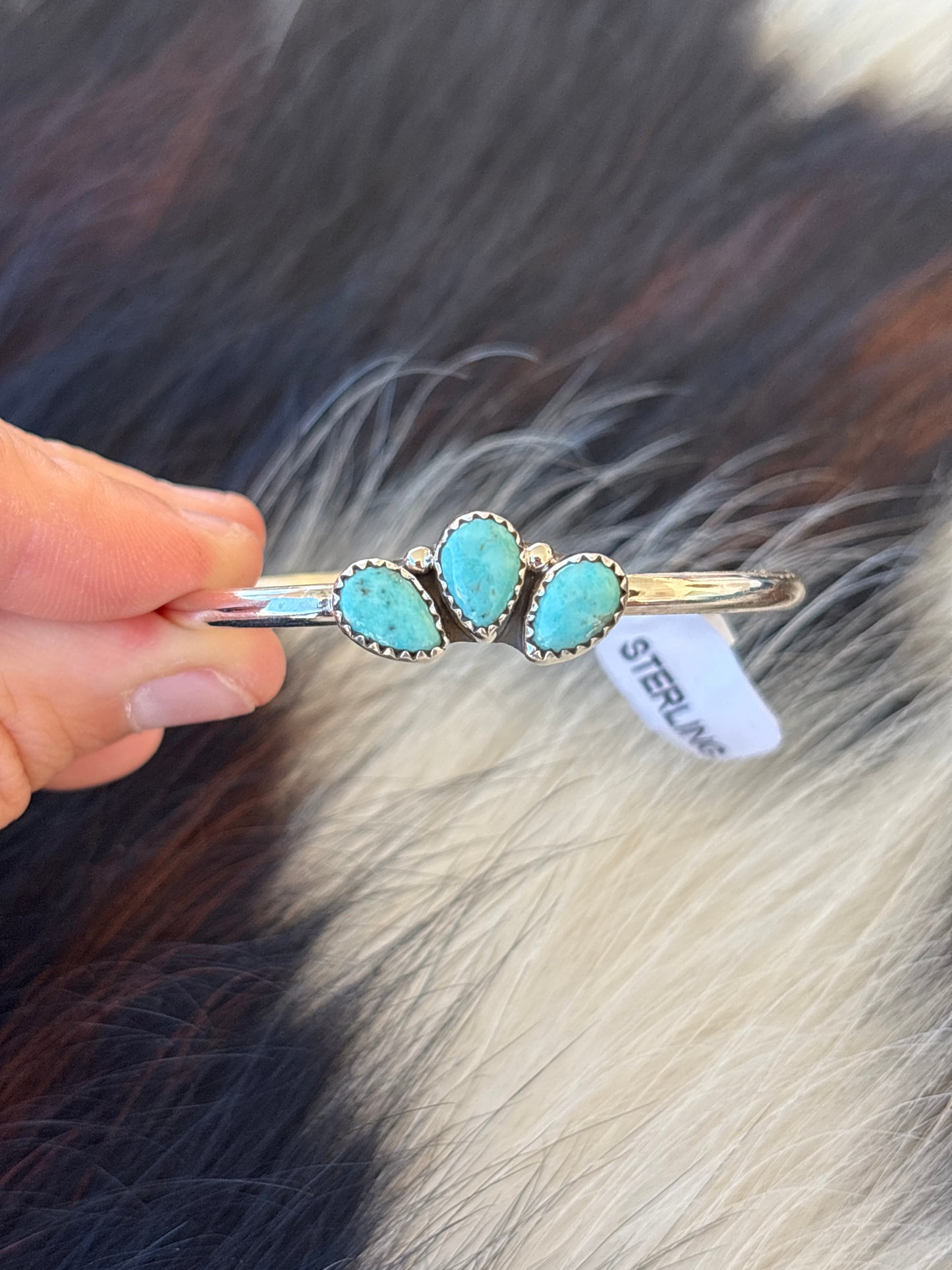 Native American, Handmade, Turquoise & Sterling Silver Cuff