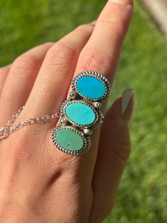 Native American, Hand-Made, Turquoise & Sterling Silver Ring
