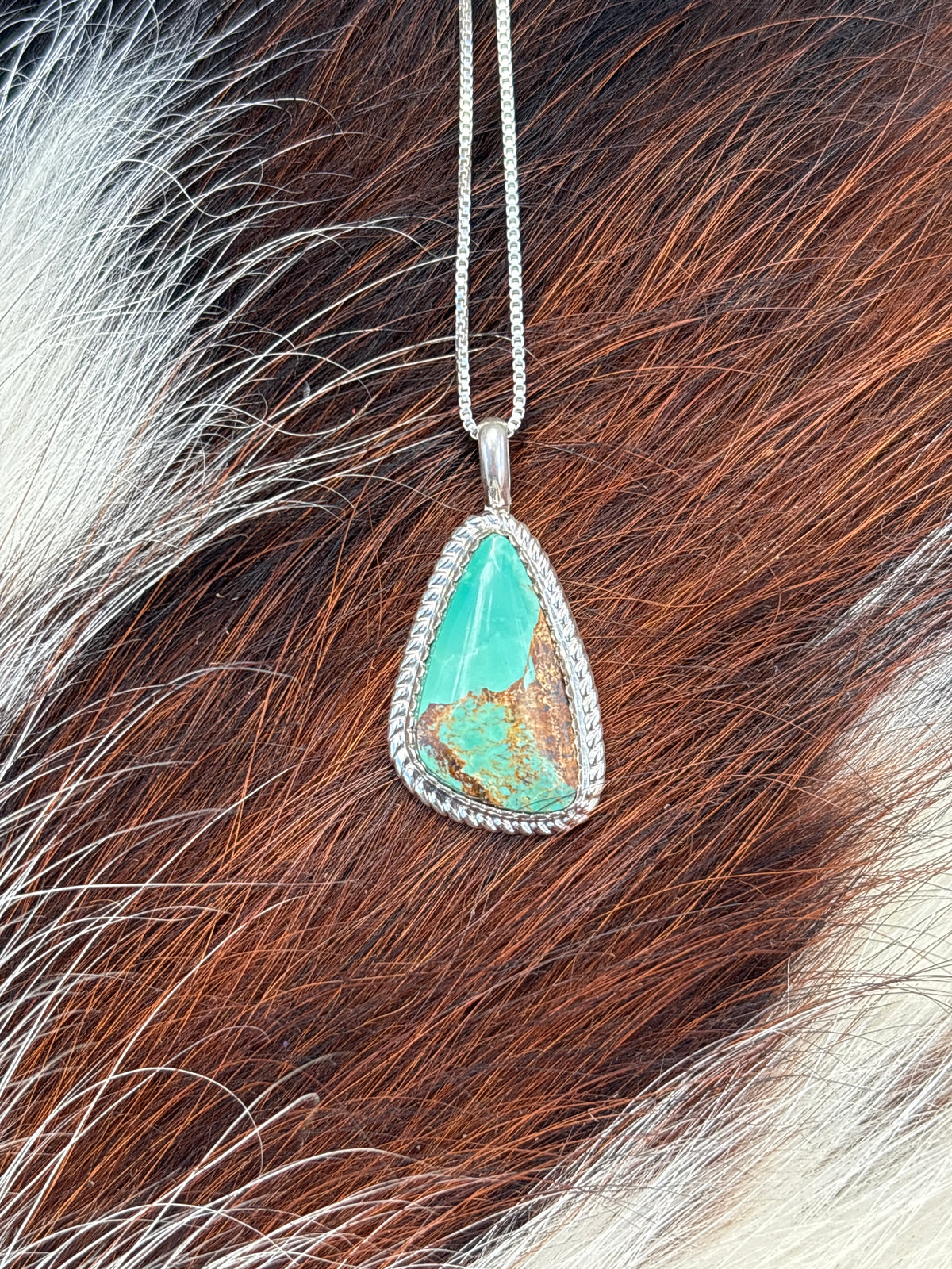 Native American, Hand-Made, Turquoise & Sterling Silver Necklace