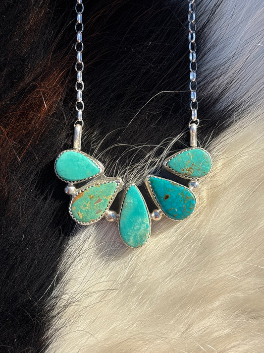 Native American, Hand-Made, Turquoise & Sterling Silver Necklace