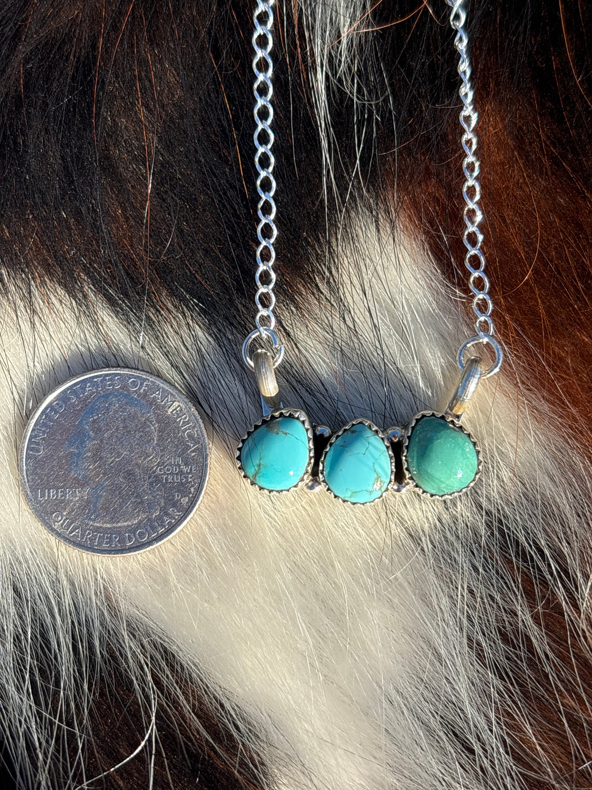 Native American, Hand-Made, Turquoise & Sterling Silver Necklace