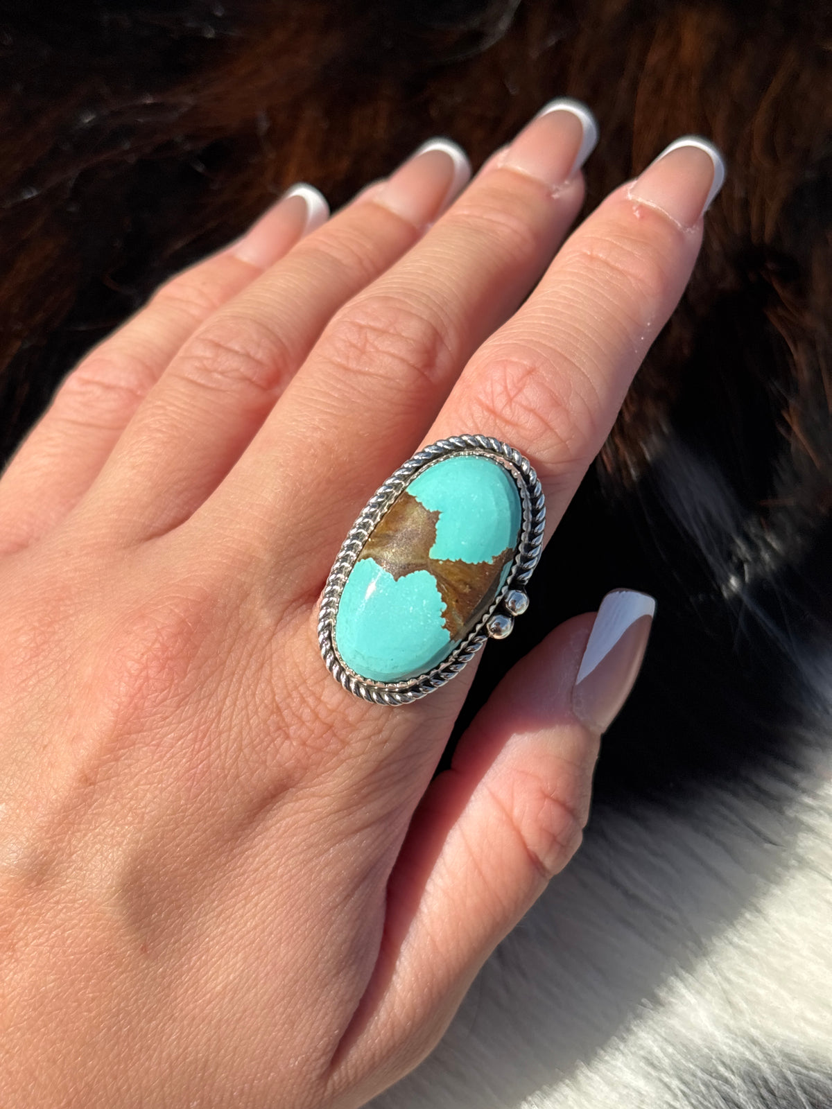 Native American, Hand-Made, #8 Turquoise & Sterling Silver Ring
