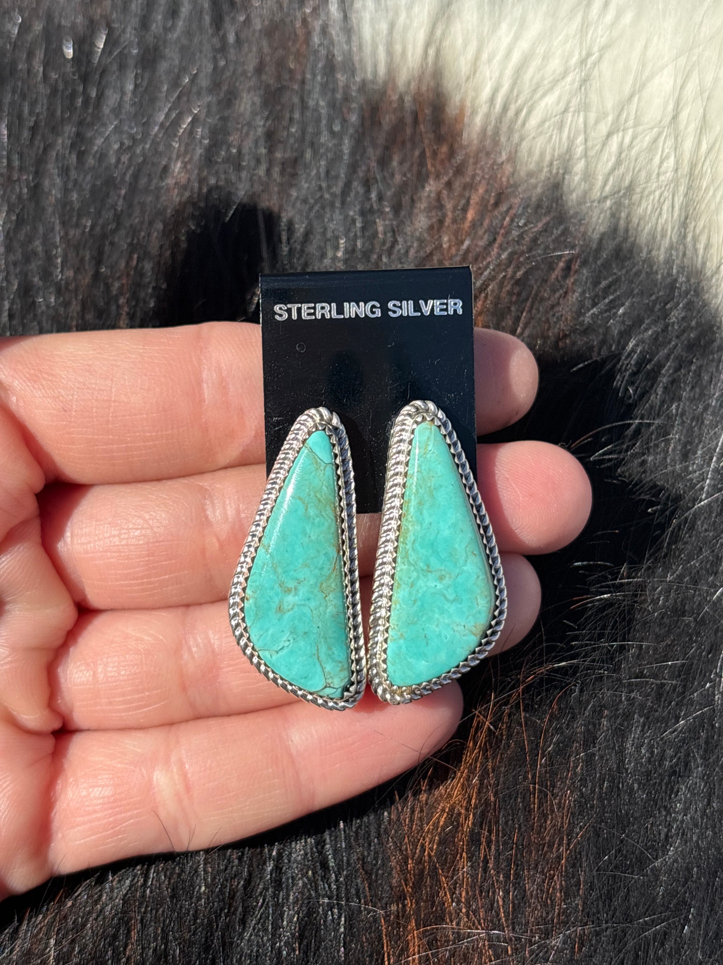 Native Made, Turquoise & Sterling Silver Earrings