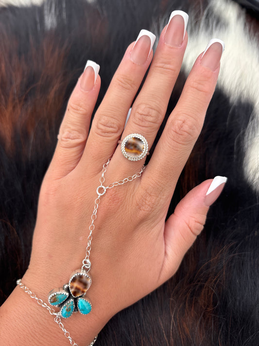 Native American, Hand-Made, Cowrie & Sterling Silver Ring