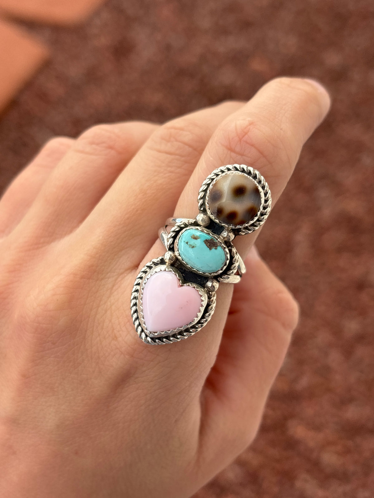 The Twisted Signature | Native American Handmade Multi-Stone & Sterling Silver Ring