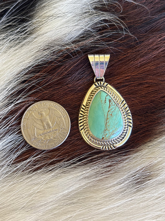 Native American, Hand-Made, Turquoise & Sterling Silver Pendant
