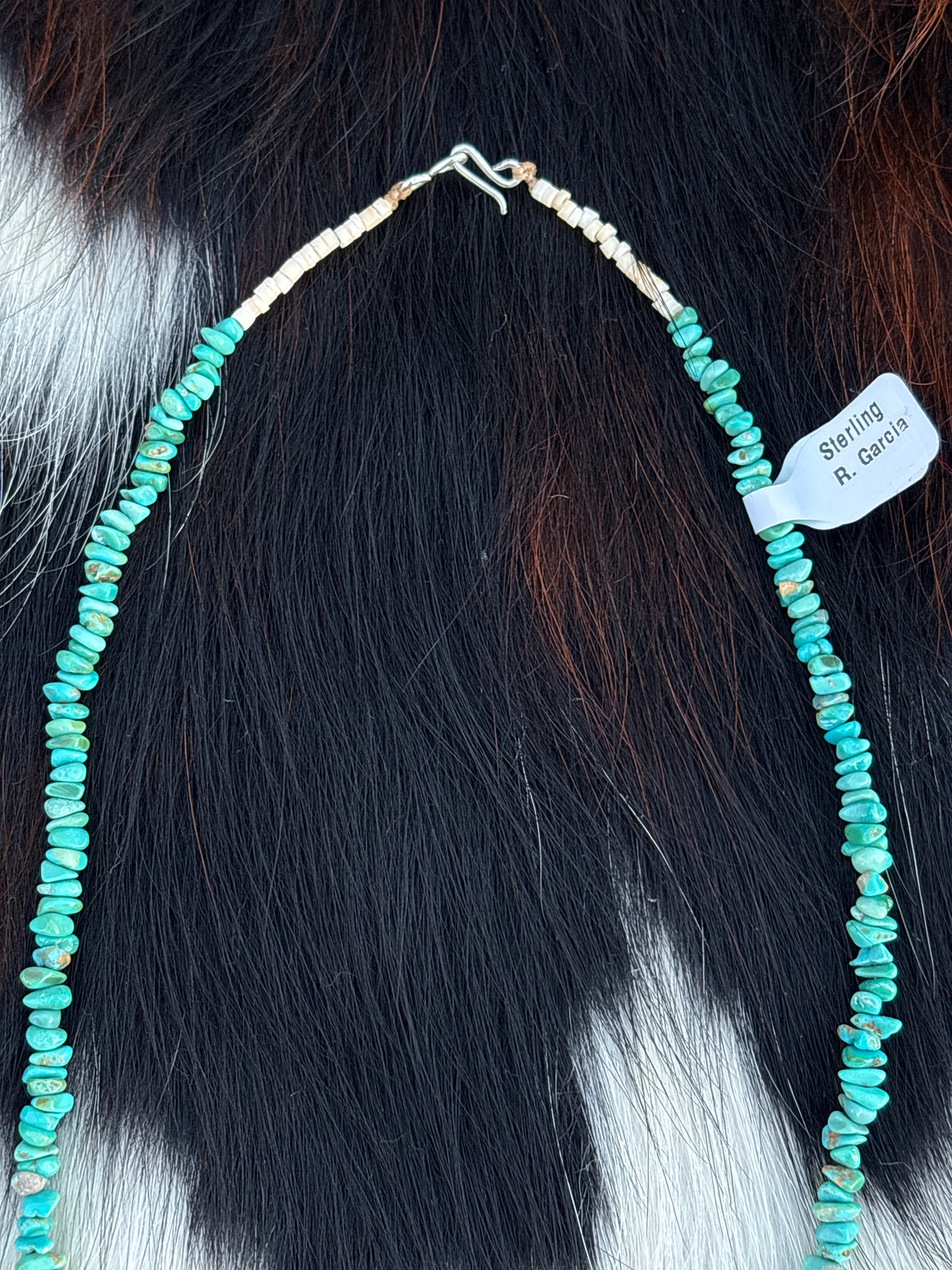 Native American, Hand-Made, Kingman Turquoise & Sterling Silver Necklace