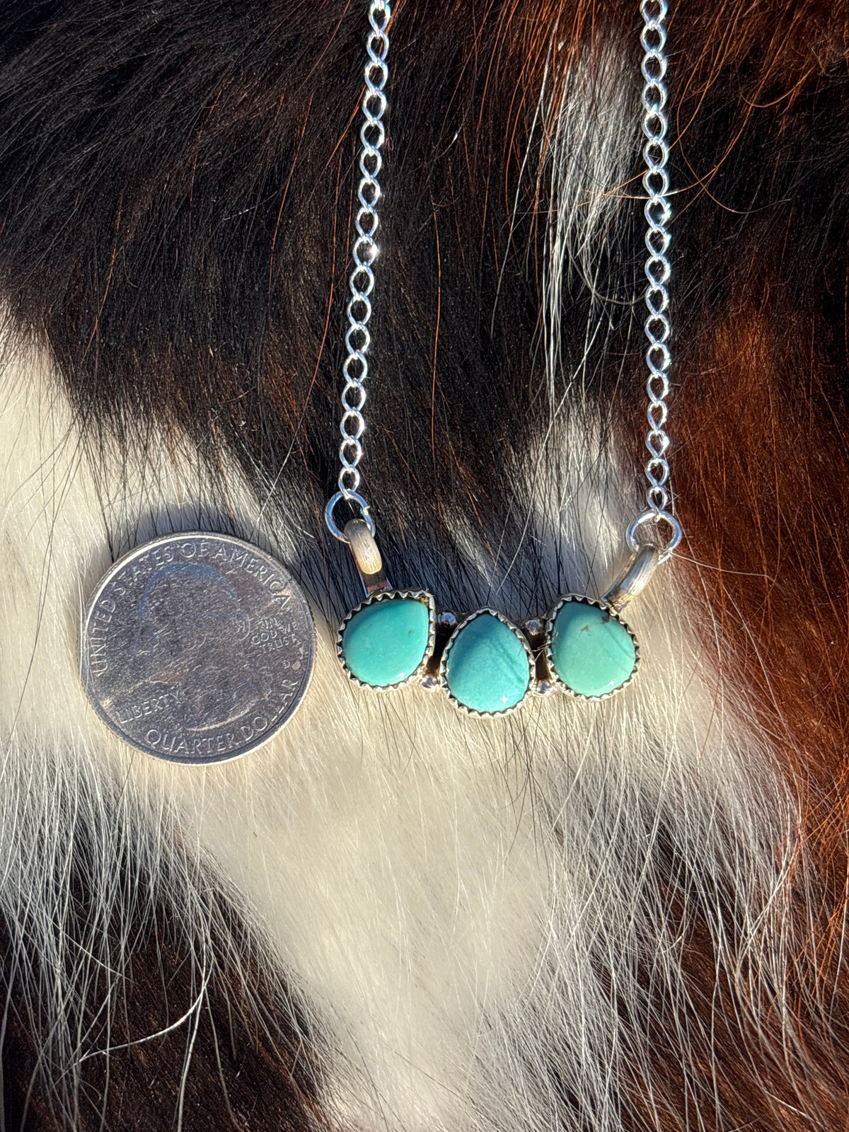Native American, Hand-Made, Turquoise & Sterling Silver Necklace