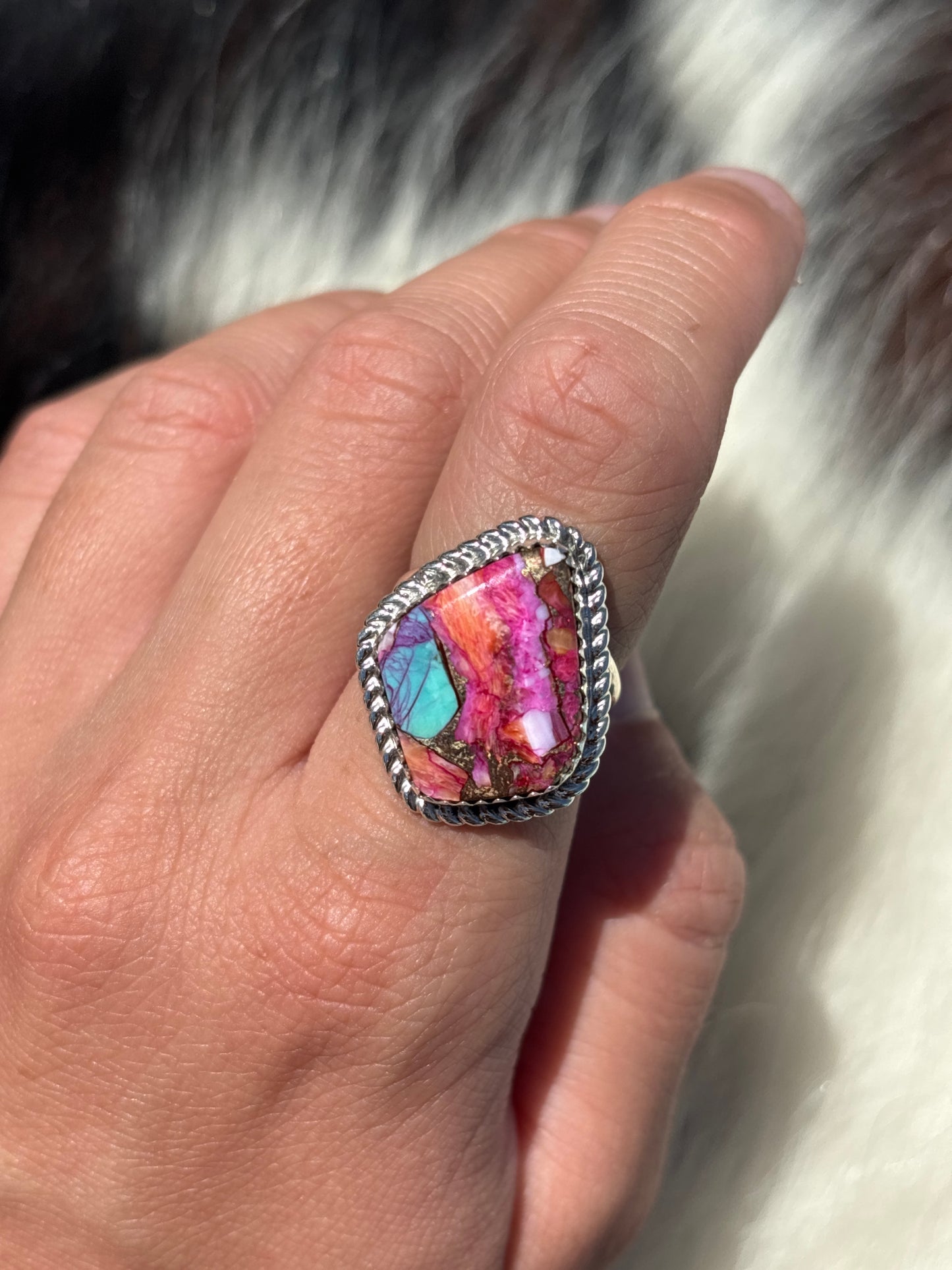 Native American, Hand-Made, Mojave & Sterling Silver Ring