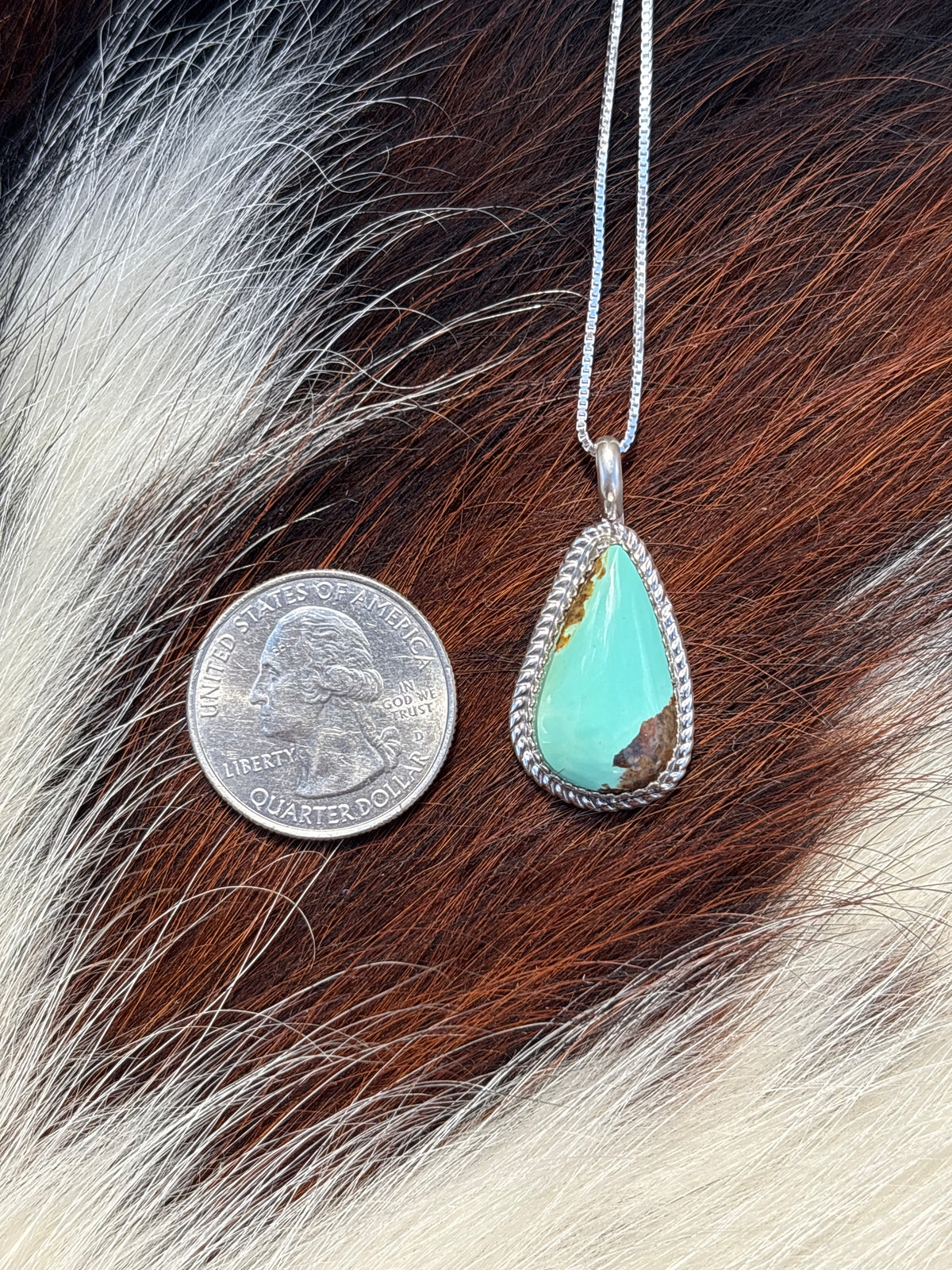 Native American, Hand-Made, Turquoise & Sterling Silver Necklace