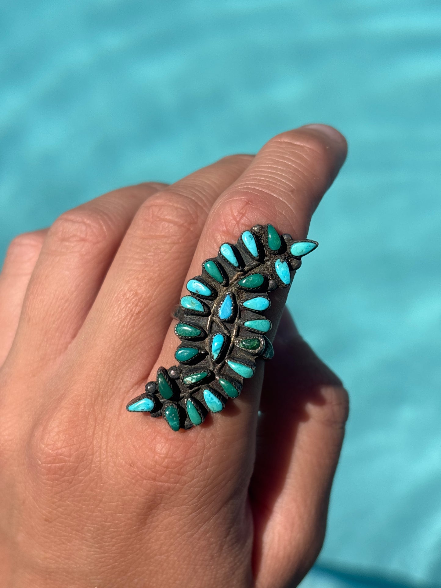 Vintage Native American, Hand-Made, Turquoise & Sterling Silver Ring