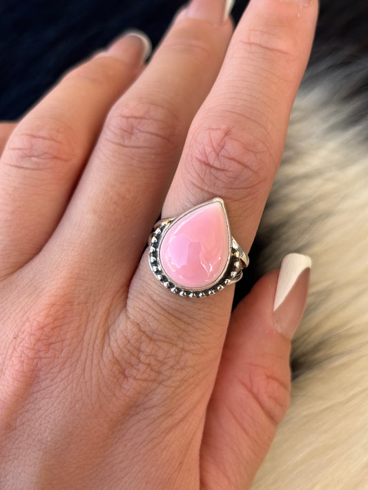 Native American, Hand-Made, Pink Conch & Sterling Silver Ring