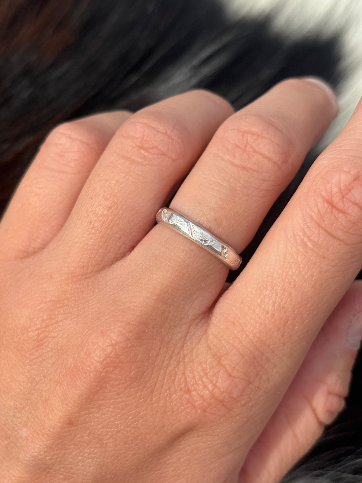 Native American, Hand-Made, Sterling Silver Stacker Ring Size 5.5