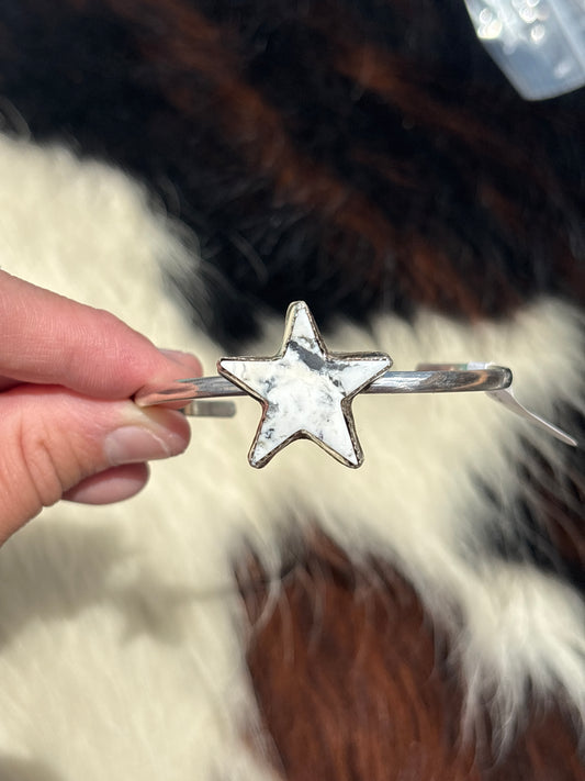 Native American, Handmade, White Buffalo & Sterling Silver Cuff