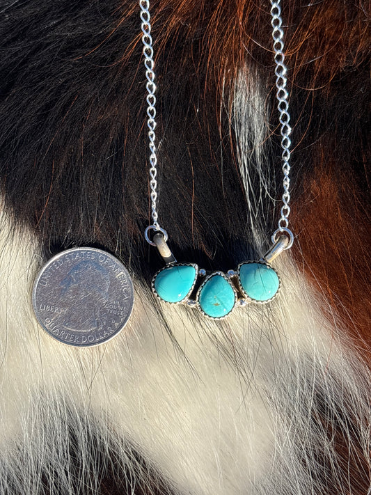 Native American, Hand-Made, Turquoise & Sterling Silver Necklace