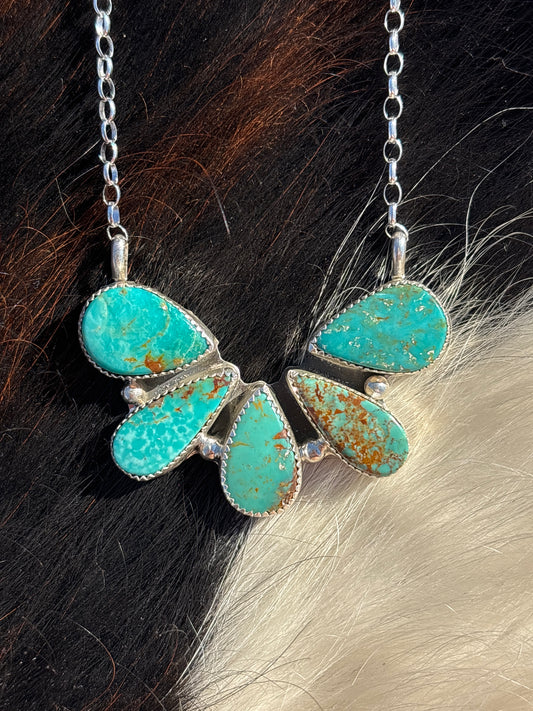 Native American, Hand-Made, Turquoise & Sterling Silver Necklace