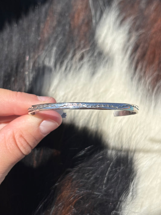 Native American, Handmade, Sterling Silver Stamped Cuff