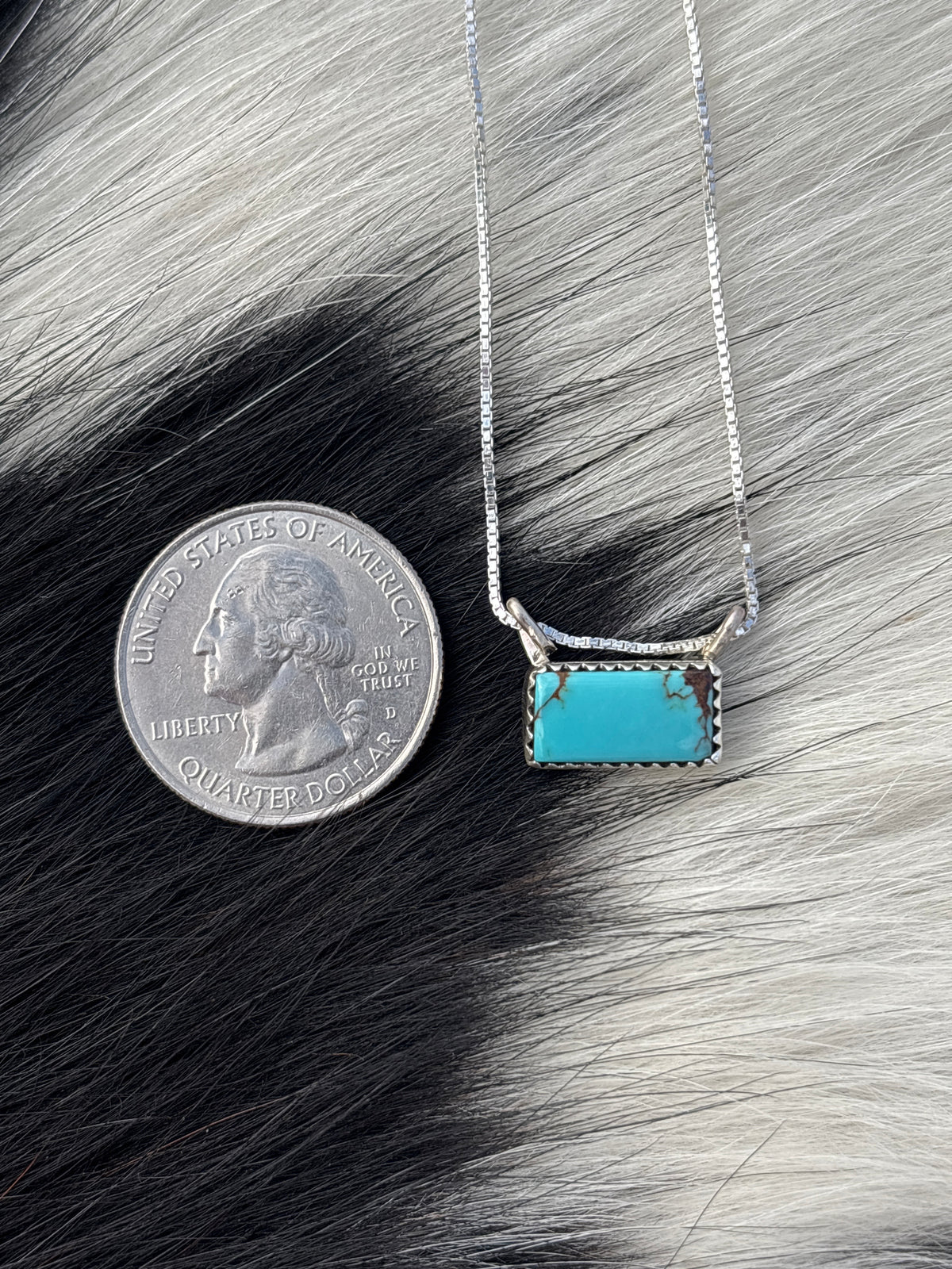 Native American, Hand-Made, Turquoise & Sterling Silver Bar Necklace