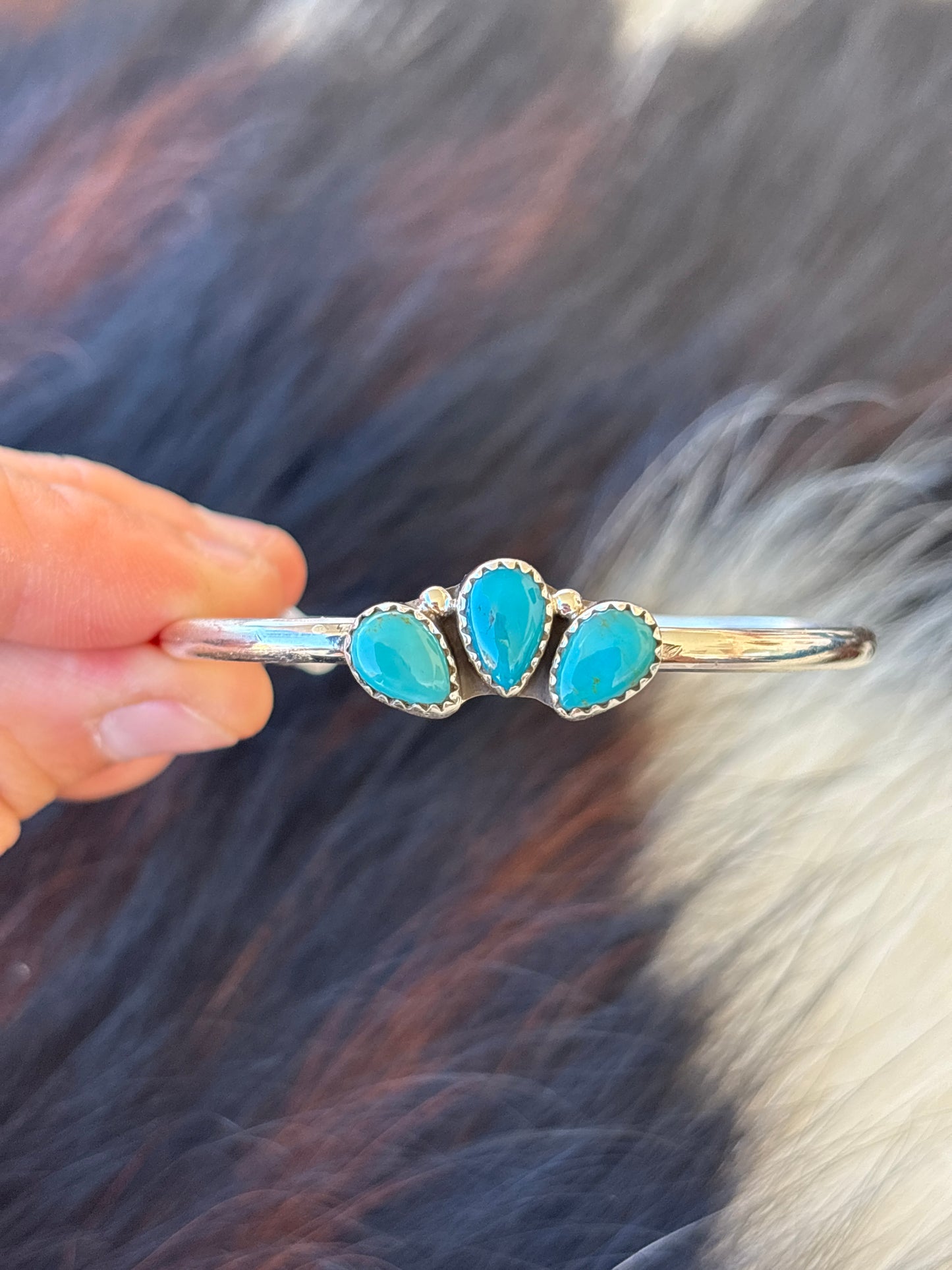 Native American, Handmade, Turquoise & Sterling Silver Cuff