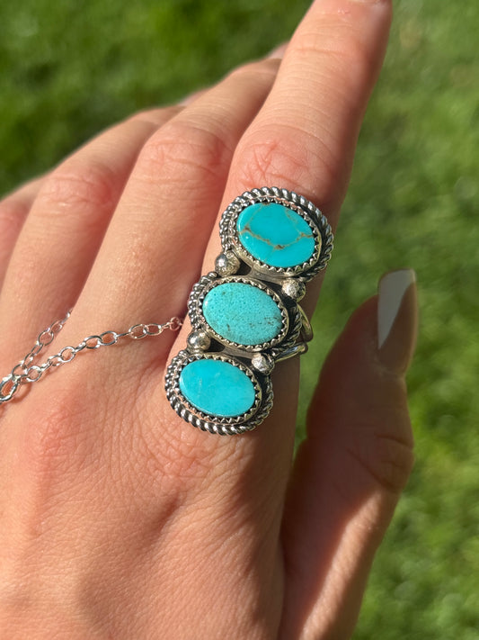 Native American, Hand-Made, Turquoise & Sterling Silver Ring