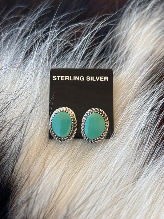 Native Made, Turquoise & Sterling Silver Earrings