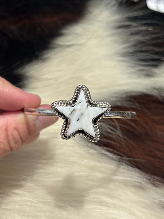 Native American, Handmade, White Buffalo & Sterling Silver Cuff
