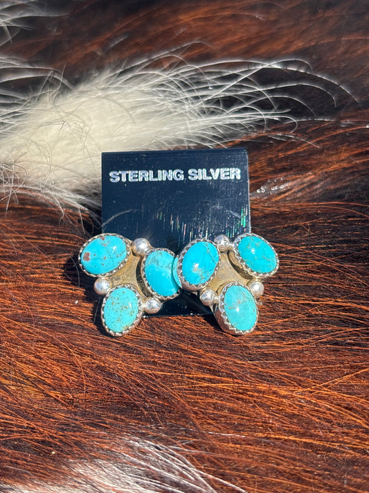 Native Made, Turquoise & Sterling Silver Earrings