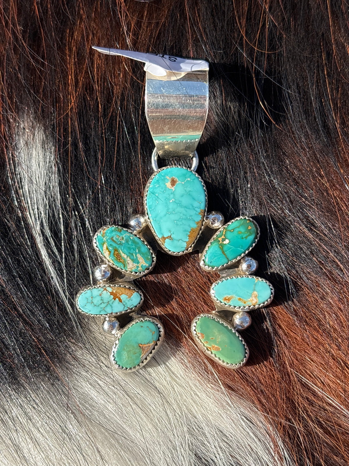 Native American, Hand-Made, Royston Turquoise & Sterling Silver Naja Pendant
