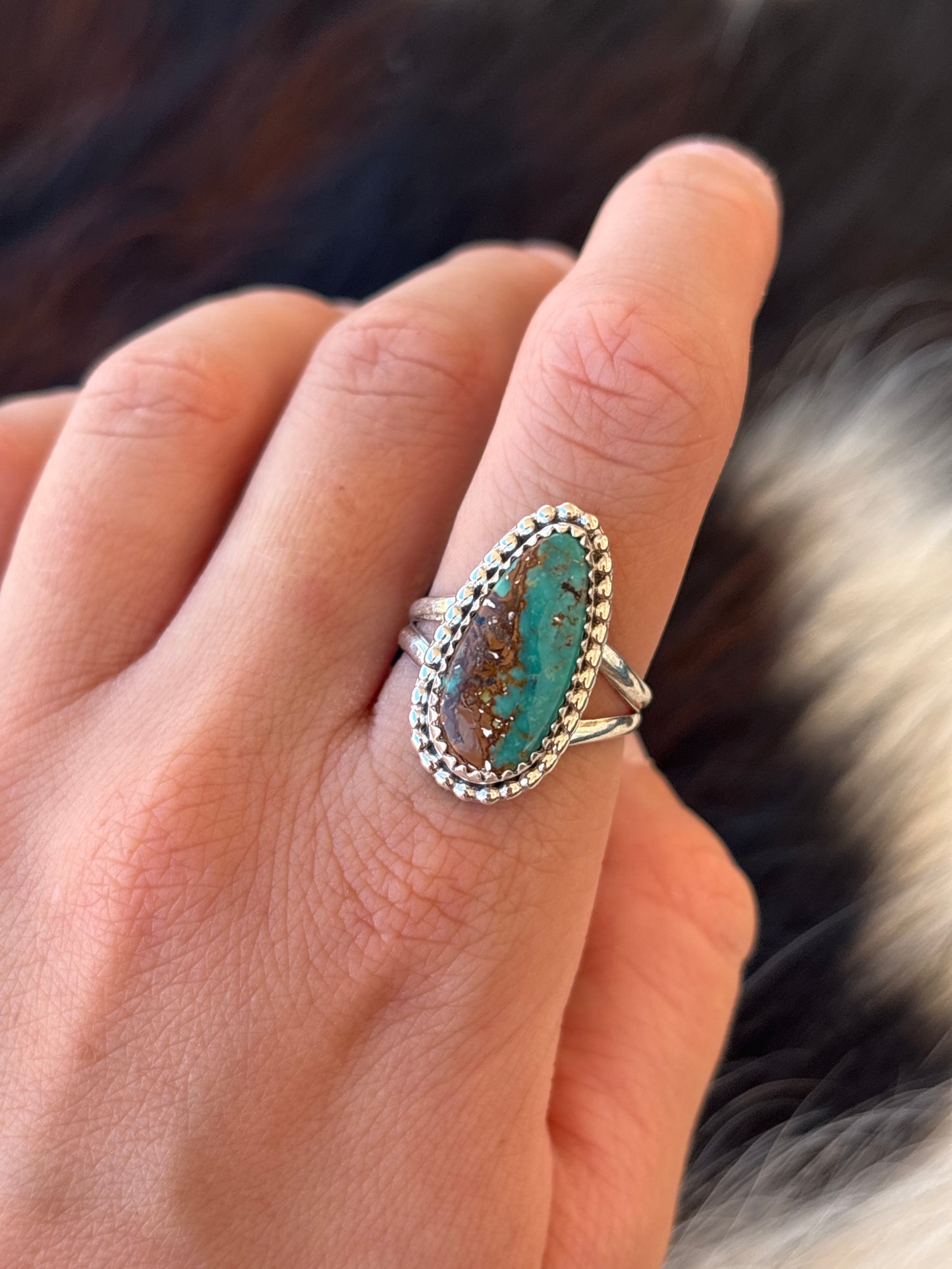 Native American, Hand-Made, Turquoise & Sterling Silver Ring