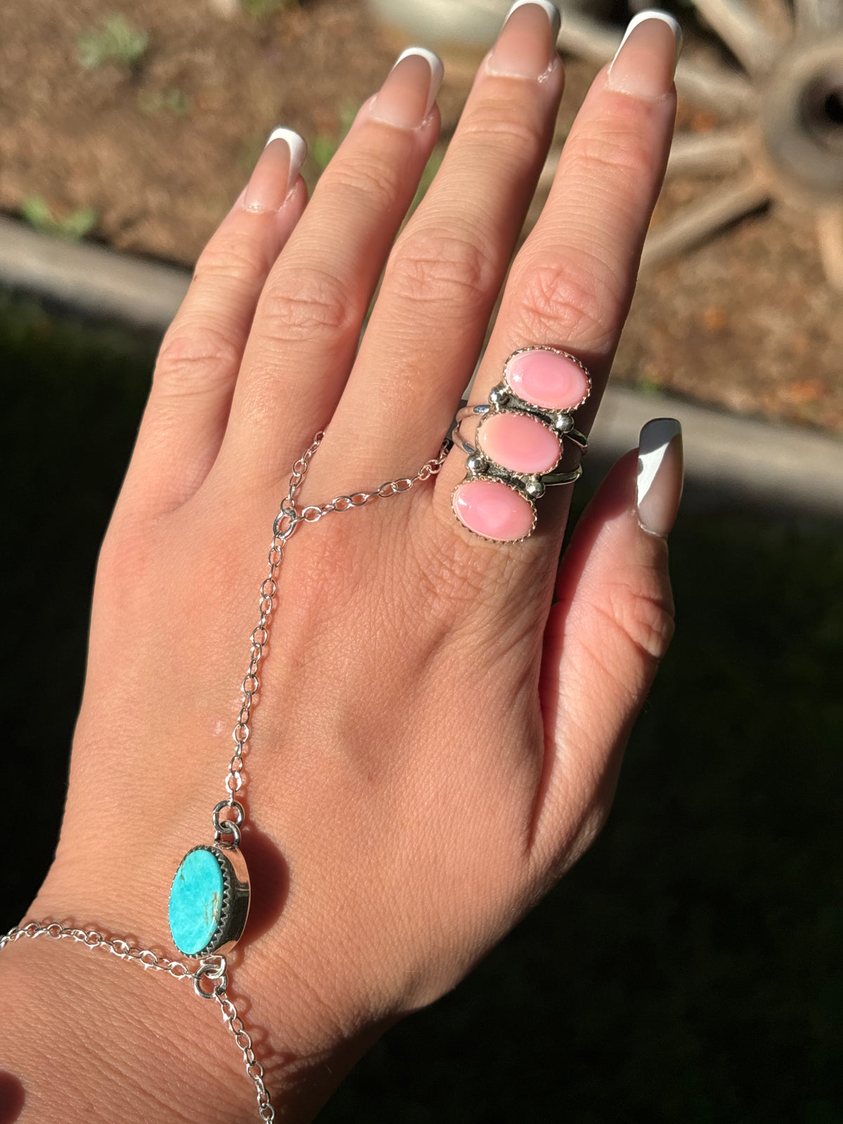 Native American, Hand-Made, Pink Conch & Sterling Silver Ring