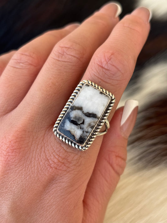 Native American, Hand-Made, Zebra Jasper & Sterling Silver Ring
