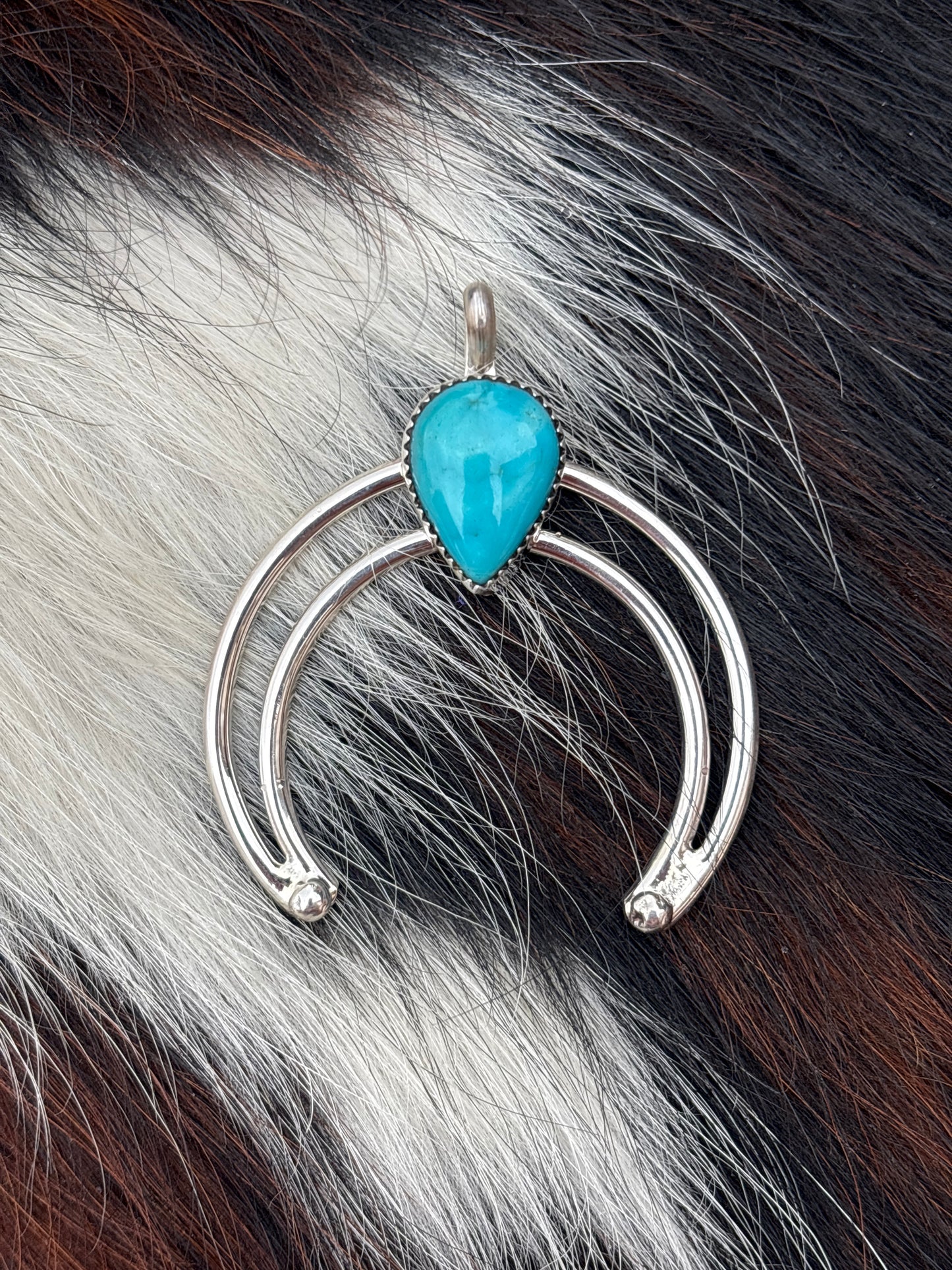 Native American, Hand-Made, Turquoise & Sterling Silver Naja Pendant