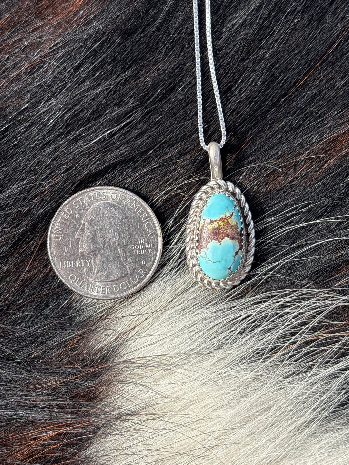 Native American, Hand-Made, Golden Hills Turquoise & Sterling Silver Necklace