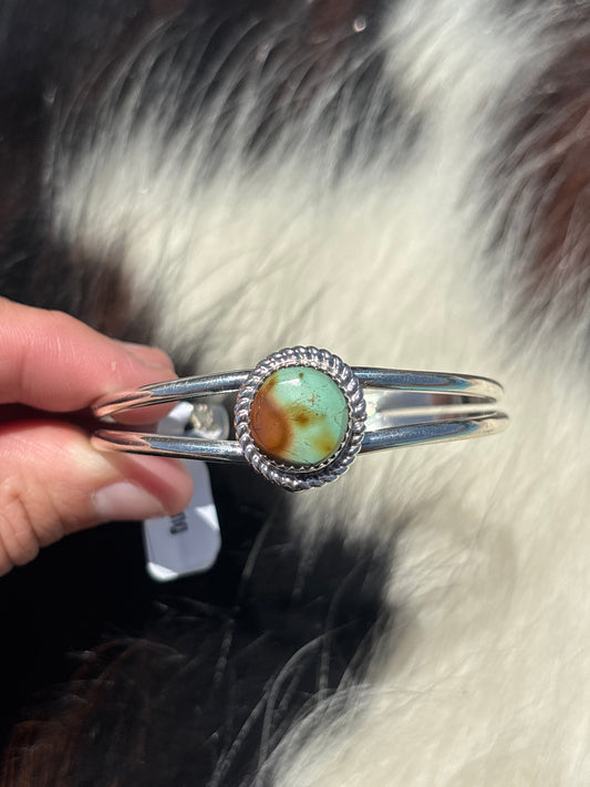 Native American, Handmade, Turquoise & Sterling Silver Cuff