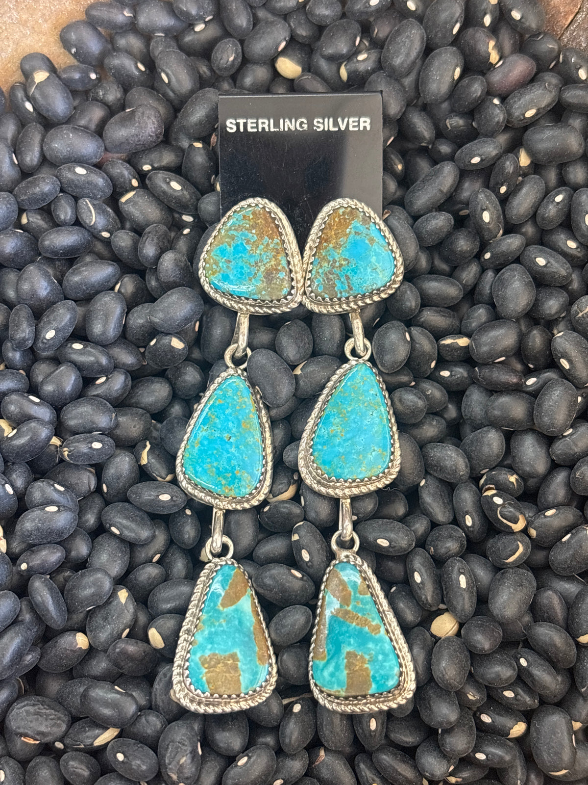 Native Made, Turquoise & Sterling Silver Earrings