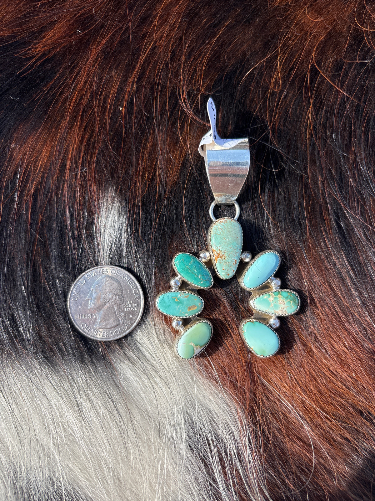 Native American, Hand-Made, Royston Turquoise & Sterling Silver Naja Pendant