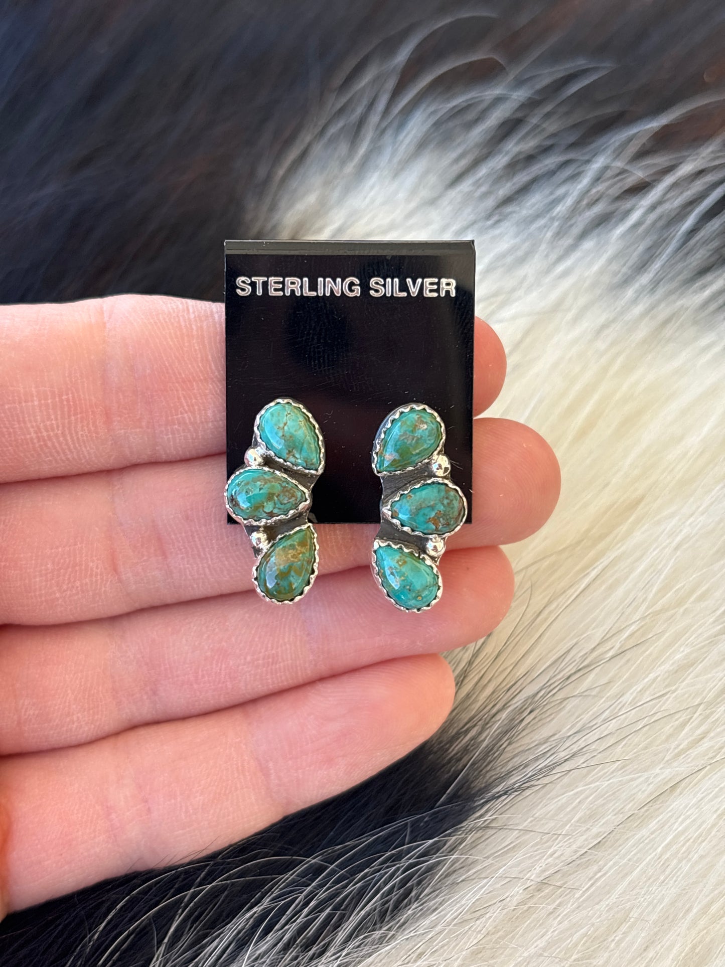Native Made, Turquoise & Sterling Silver Earrings