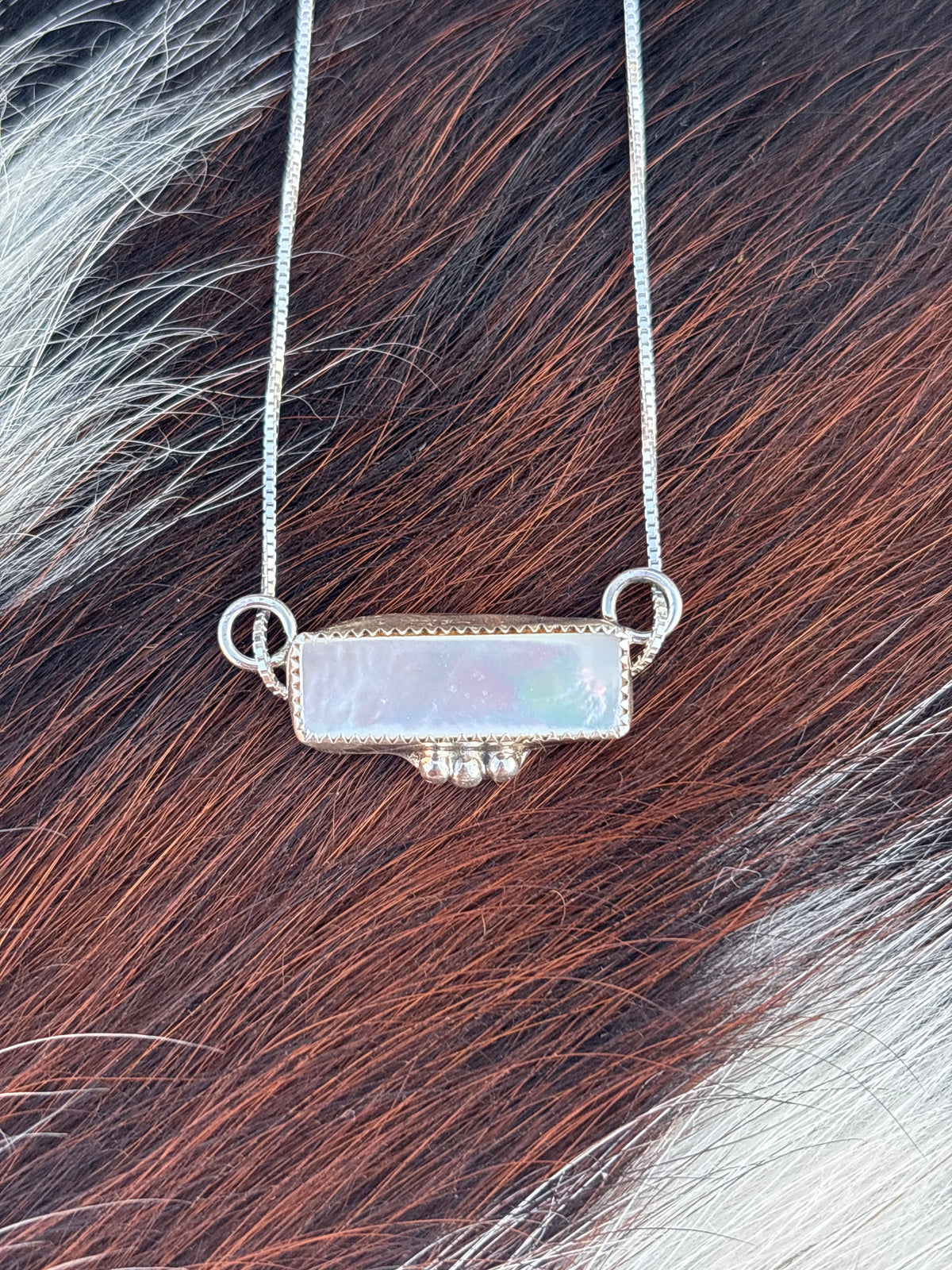 Native American, Hand-Made, MOP & Sterling Silver Necklace