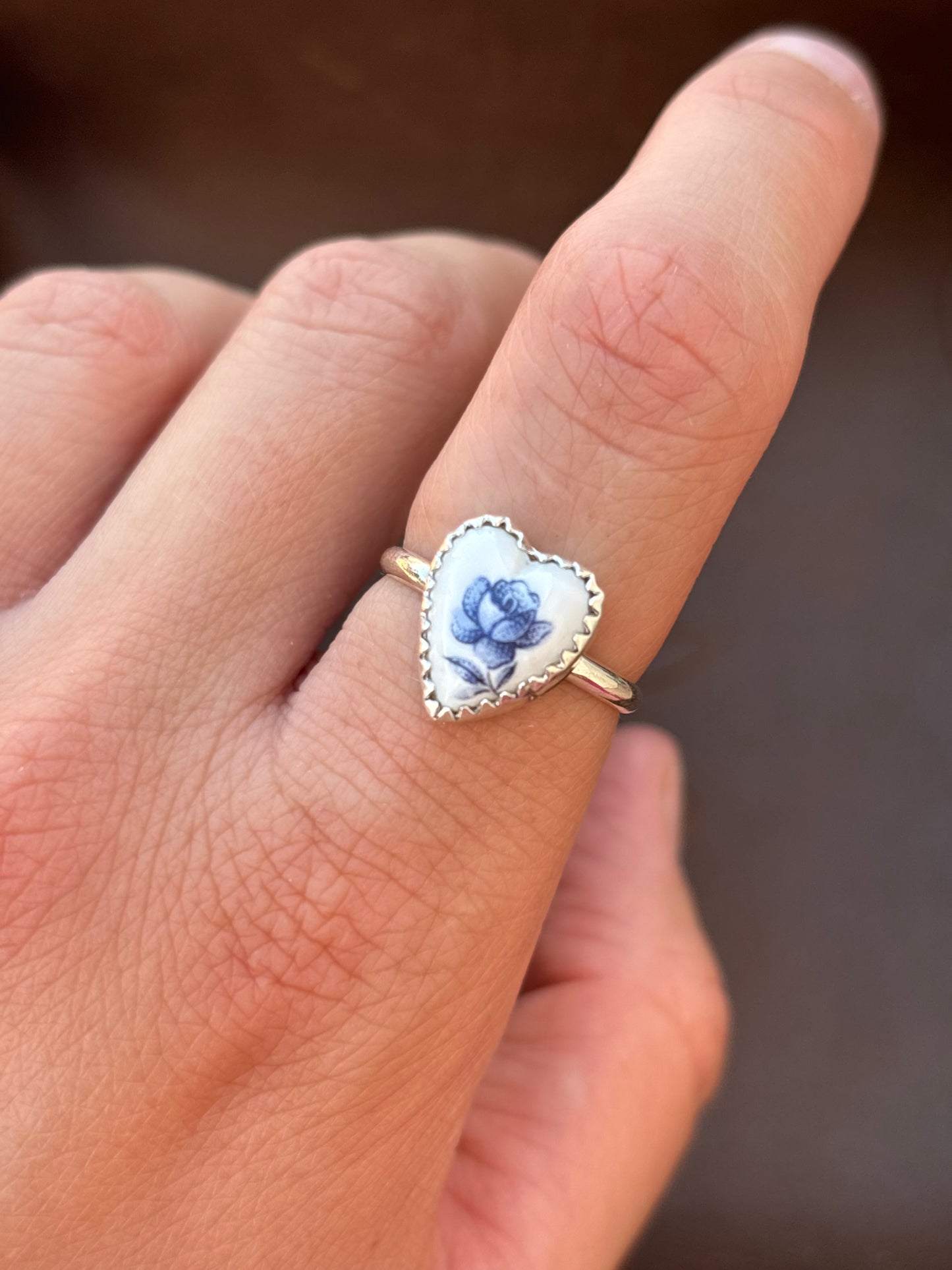 Native American, Hand-Made, Porcelain & Sterling Silver Ring