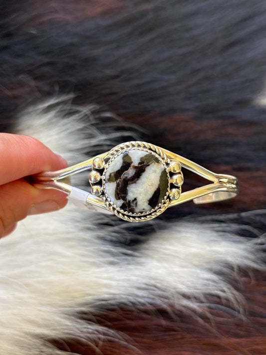 Native American, Handmade, Zebra Jasper & Sterling Silver Cuff