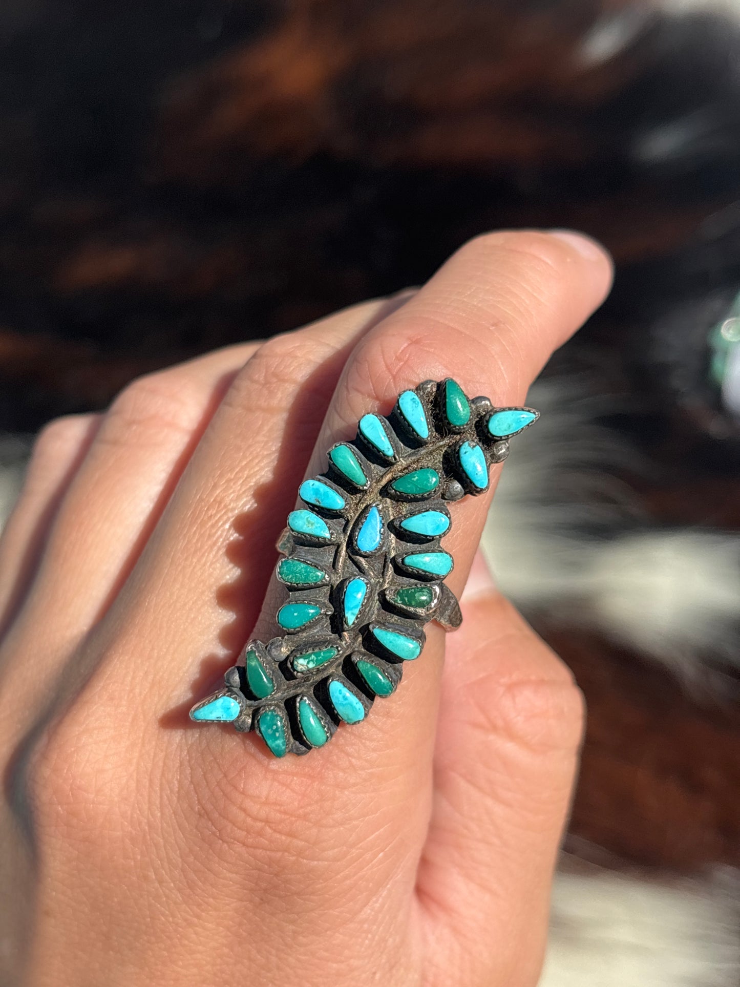 Vintage Native American, Hand-Made, Turquoise & Sterling Silver Ring