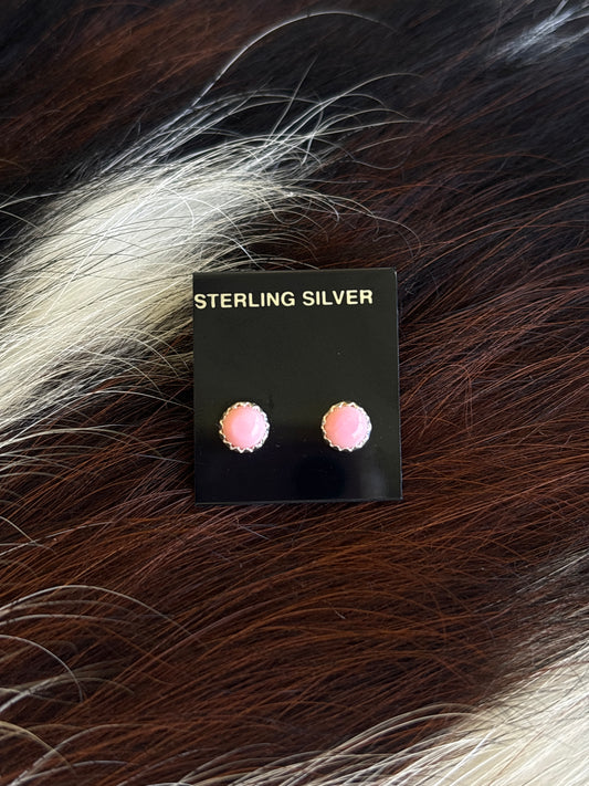 Native Made, Pink Conch & Sterling Silver Earrings