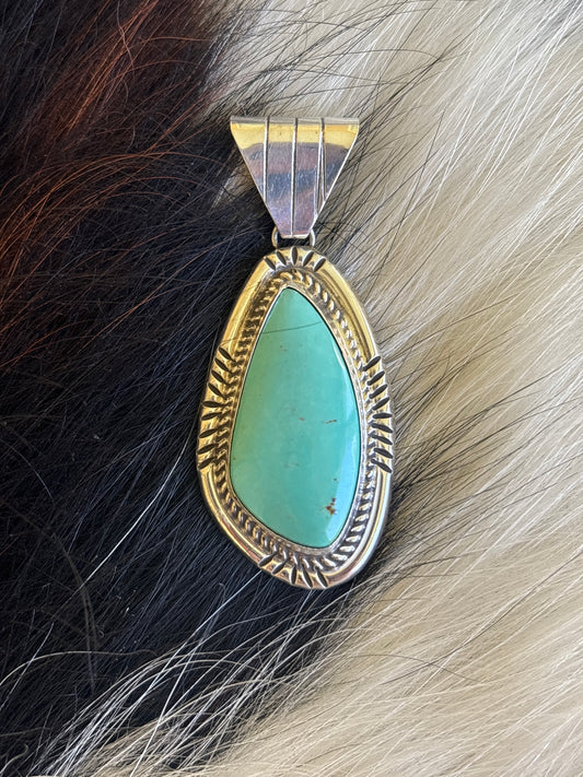 Native American, Hand-Made, Turquoise & Sterling Silver Pendant